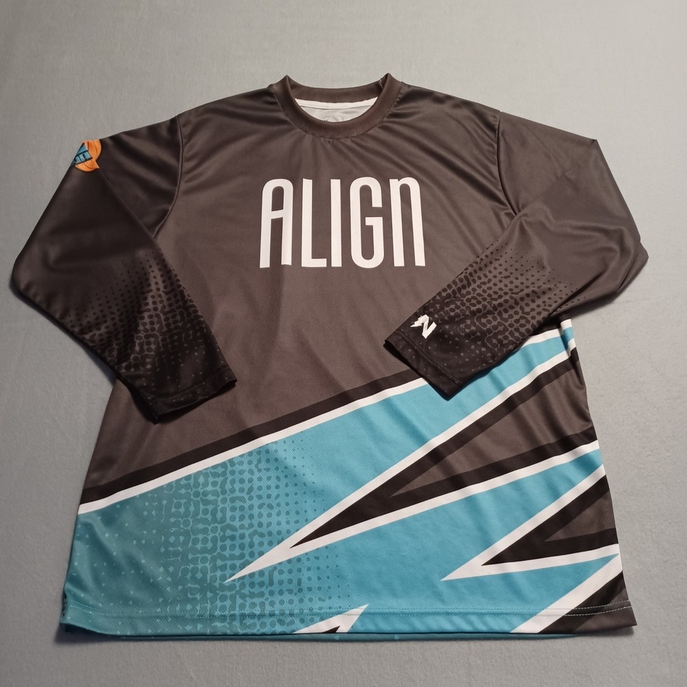 New Jersey Sets Align Waves Basketball Jersey Youth Large YL‎ Grey Teal L Sleeve